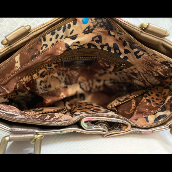 Sharif Gorgeous Large Bronze Metallic Colorful Pattern Bronze Chain Purse - Picture 4 of 15